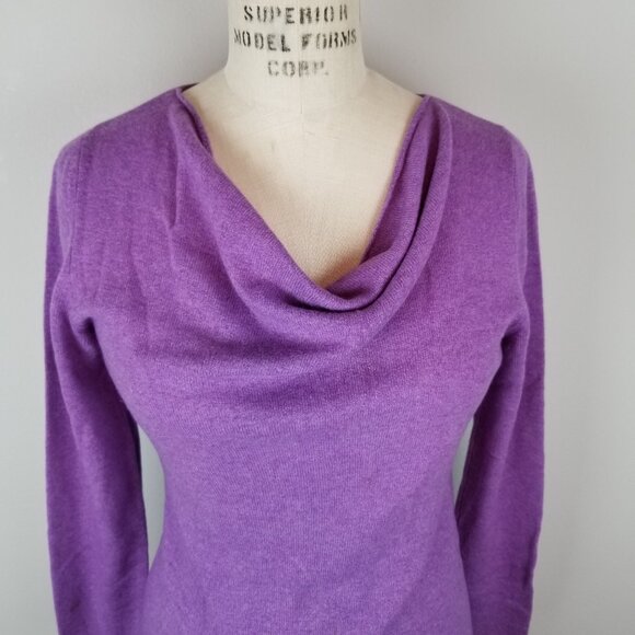 100% Cashmere Lavender Drape Neck Sweater Pullover Ladies Size Med by Kirkland - Picture 3 of 5